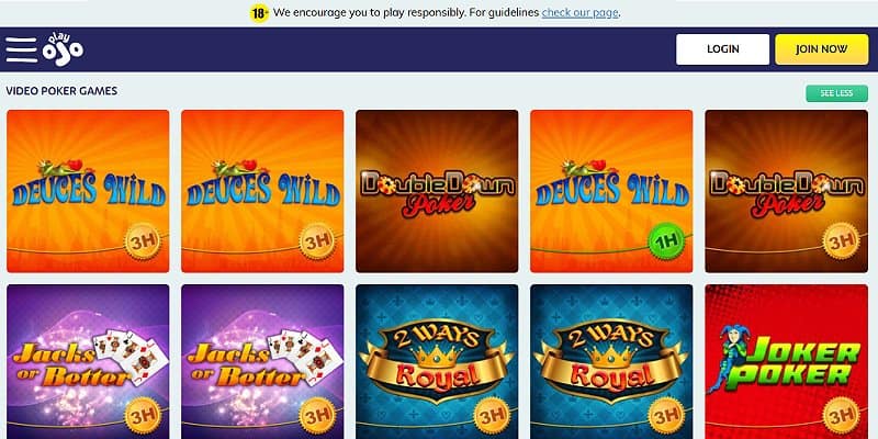 PlayOJO Casino CA - Poker