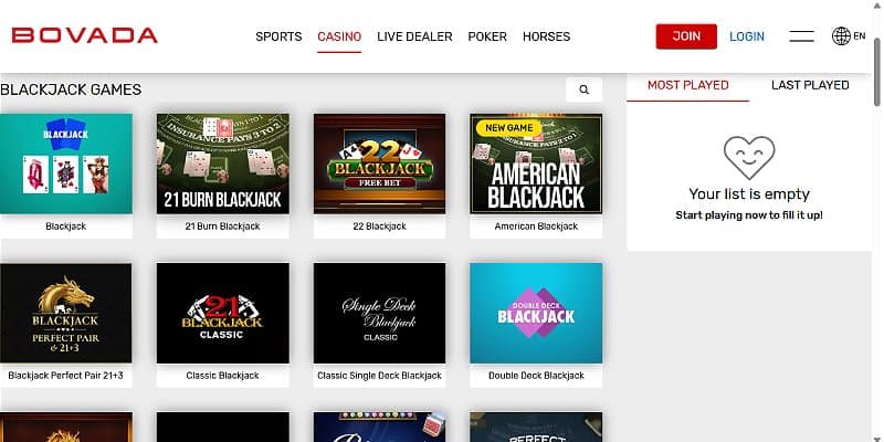 Bovada Casino US - Blackjack