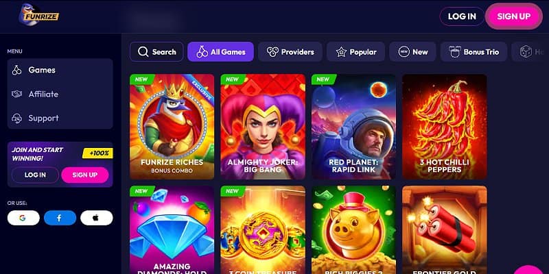 Funrize Casino US - Social