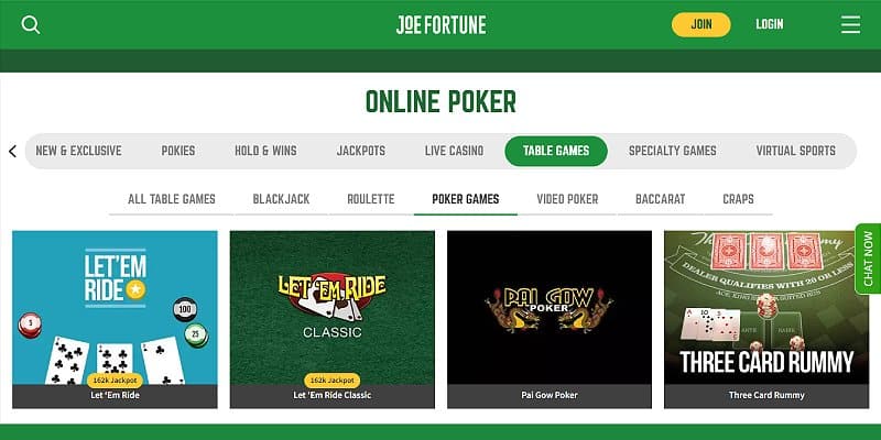 Joe Fortune Poker AU