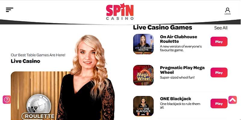 Spin Casino CA - Live Casino