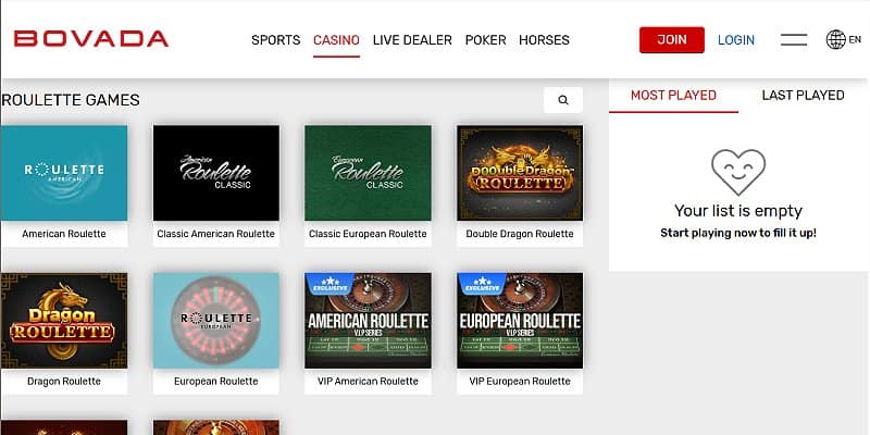 Bovada Casino US - Roulette