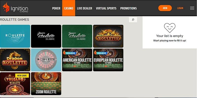 Ignition Casino US - Roulette