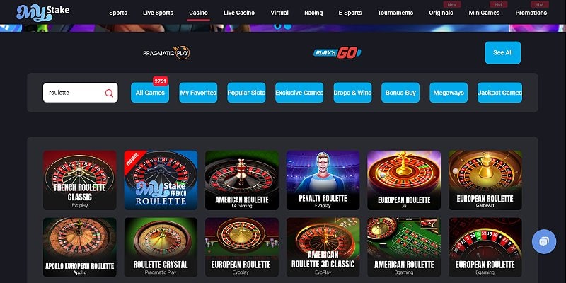 MyStake Casino US - Roulette