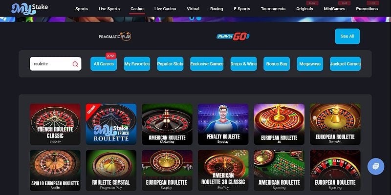 MyStake Casino US - Roulette