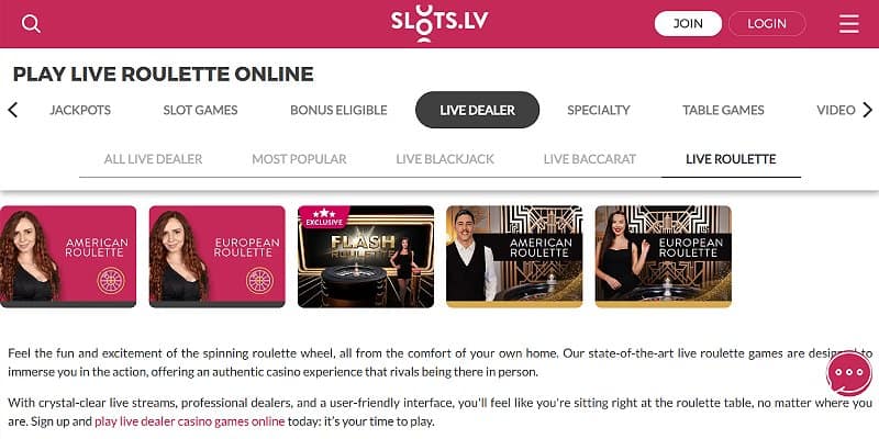 Slots.lv Casino US - Roulette