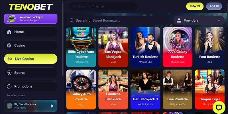Tenobet Casino CA - Live Casino