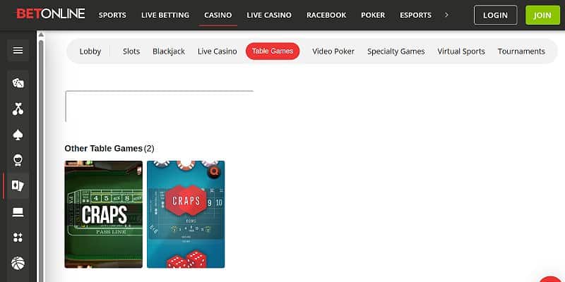 BetOnline Casino US - Craps