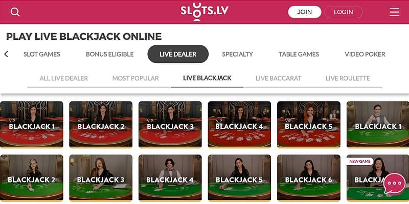 Slots.lv Casino US - Blackjack