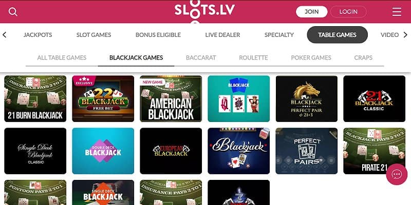 Slots.lv Casino US - Blackjack